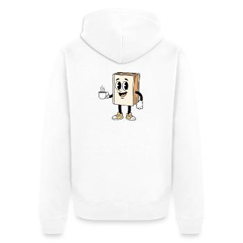 Cartoon Buch Kaffee Liebhaber Lesung - Unisex Premium Bio Zip Hoodie - Weiß - Hinten - Thijin (182cm)