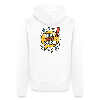 Das war unhöflich! - Unisex Premium Bio Zip Hoodie - Weiß - Hinten - Thijin (182cm)
