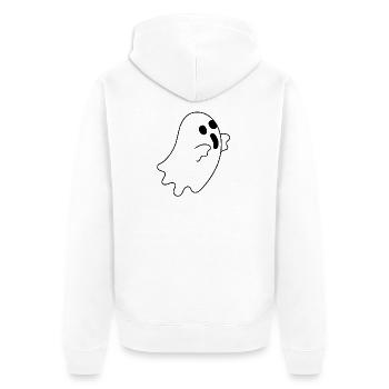 Gespenst - Unisex Premium Bio Zip Hoodie - Weiß - Hinten - Thijin (182cm)