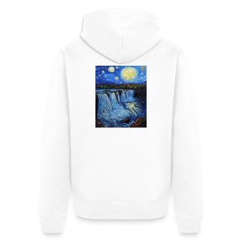 Niagara Falls Van Gogh Style Starry Night - Unisex Premium Organic Zip Hoodie - white - Back - Thijin (182cm)