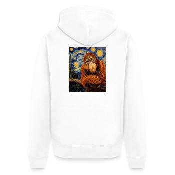 Orangutan Orang-Utan Van Gogh Style Starry Night - Unisex Premium Organic Zip Hoodie - white - Back - Thijin (182cm)