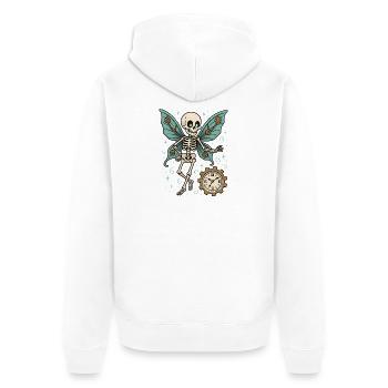 Skelett Schmetterling Uhrwerk - Unisex Premium Bio Zip Hoodie - Weiß - Hinten - Thijin (182cm)