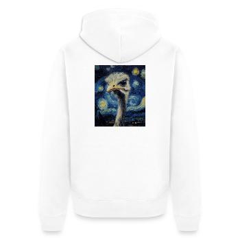 Strauß ostrich Vogel Van Gogh Style Starry Night - Unisex Premium Bio Zip Hoodie - Weiß - Hinten - Thijin (182cm)