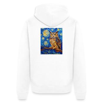 hibou oiseau style van gogh nuit étoilée - Veste à capuche bio Premium Unisexe - blanc - Dos - Thijin (182cm)