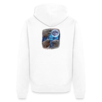 Trois lamantins hurlent à la lune. Étrange mème - Veste à capuche bio Premium Unisexe - blanc - Dos - Thijin (182cm)