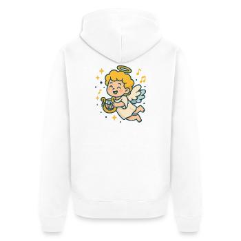 Cute Angel Playing Harp Design - Unisex Premium Organic Zip Hoodie - white - Back - Thijin (182cm)