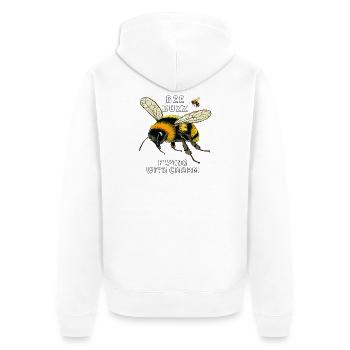 HUMMELN BEE BUZZ FLYING WITH CHARM - Unisex Premium Bio Zip Hoodie - Weiß - Hinten - Thijin (182cm)