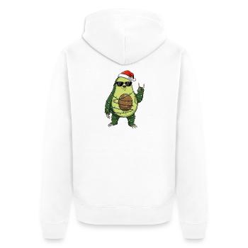 Süß Avocado mit Weihnachtsmann Lichterkette  - Unisex Premium Bio Zip Hoodie - Weiß - Hinten - Thijin (182cm)