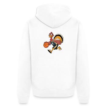 Thanksgiving Türkei Basketball spielen - Unisex Premium Bio Zip Hoodie - Weiß - Hinten - Thijin (182cm)