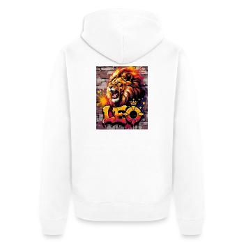 Leo - Unisex Premium Organic Zip Hoodie - white - Back - Thijin (182cm)