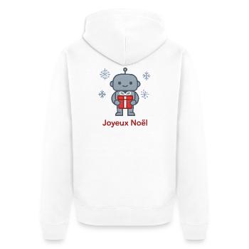 Robot de Noël au Cadeau Rouge - Veste à capuche bio Premium Unisexe - blanc - Dos - Thijin (182cm)