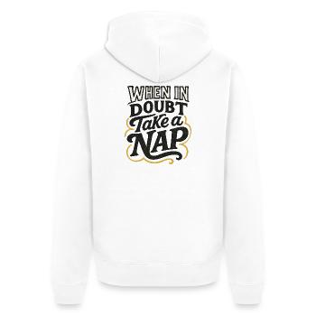 Wenn Sie Zweifel haben, machen Sie ein Nickerchen - Unisex Premium Bio Zip Hoodie - Weiß - Hinten - Thijin (182cm)
