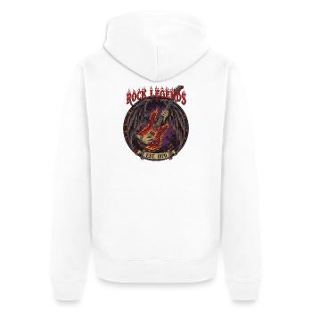 Rock Legenden FeuerGitarre - Unisex Premium Bio Zip Hoodie - Weiß - Hinten - Thijin (182cm)