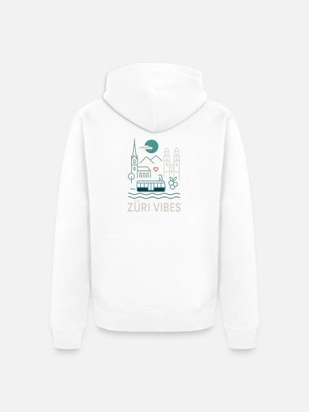 Zürich Vibes Tram Berge See - Unisex Premium Bio Zip Hoodie - Weiß