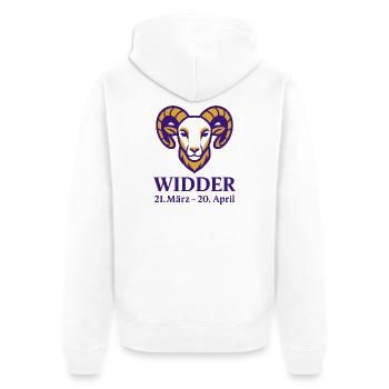 Sternzeichen Widder - Unisex Premium Bio Zip Hoodie - Weiß - Hinten - Thijin (182cm)
