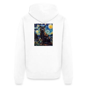 Panther Van Gogh Style Starry Night - Unisex Premium Bio Zip Hoodie - Weiß - Hinten - Thijin (182cm)
