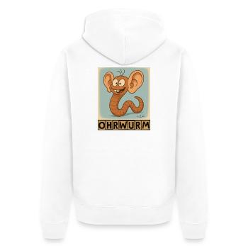 Ohrwurm by Rico Beck - Unisex Premium Bio Zip Hoodie - Weiß - Hinten - Thijin (182cm)