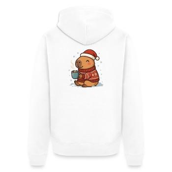 ✨ Capybara douillet avec cacao et chapeau de Père Noël - Veste à capuche bio Premium Unisexe - blanc - Dos - Thijin (182cm)