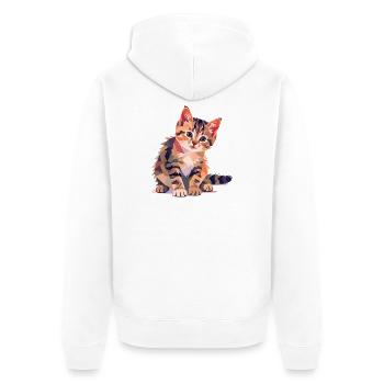Bunte Geometrische Katzenillustration Modern - Unisex Premium Bio Zip Hoodie - Weiß - Hinten - Thijin (182cm)