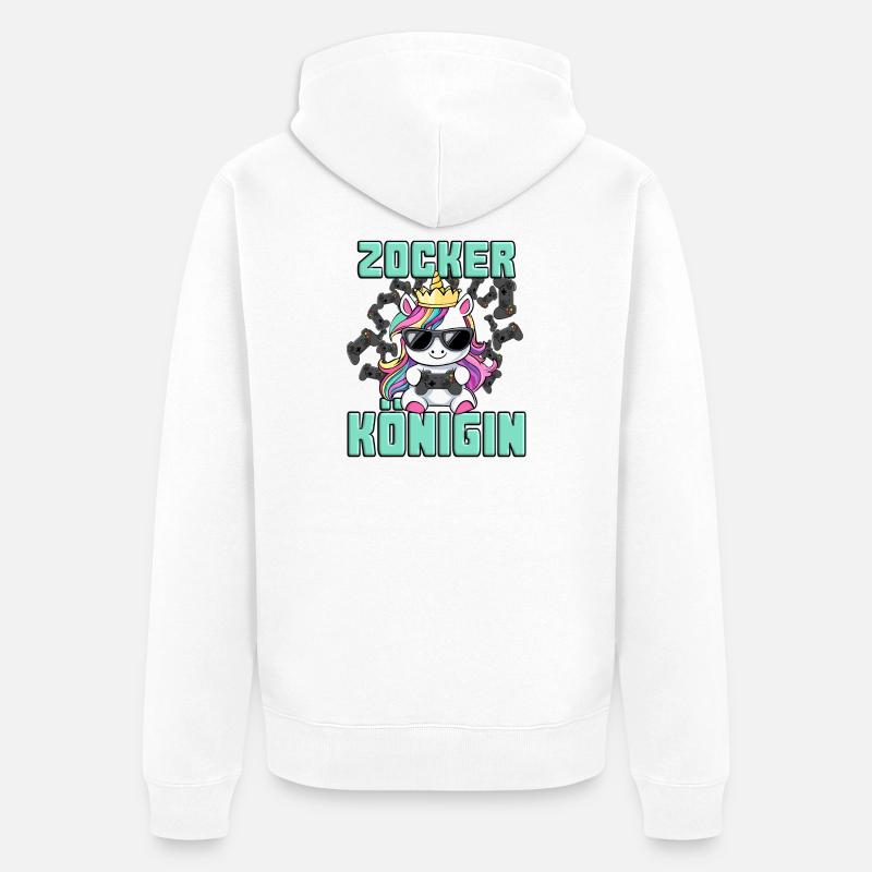Gambler Queen - Licorne - Veste à capuche bio Premium Unisexe - blanc