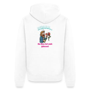 Rose Beißt Mich Cartoon Humor Karikatur  - Unisex Premium Bio Zip Hoodie - Weiß - Hinten - Thijin (182cm)