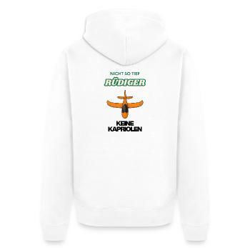 Nicht so Tief Rudiger Flug - Unisex Premium Bio Zip Hoodie - Weiß - Hinten - Thijin (182cm)