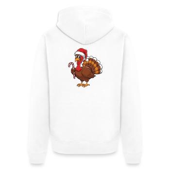 Dinde déguisée en homme de Noël - Veste à capuche bio Premium Unisexe - blanc - Dos - Thijin (182cm)