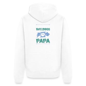 bulldog hunde papa - Unisex Premium Bio Zip Hoodie - Weiß - Hinten - Thijin (182cm)