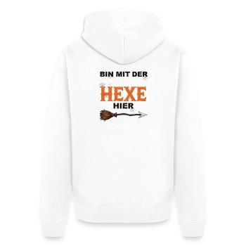 Bin mit der Hexe Lustiges Halloween T-Shirt  - Unisex Premium Bio Zip Hoodie - Weiß - Hinten - Thijin (182cm)