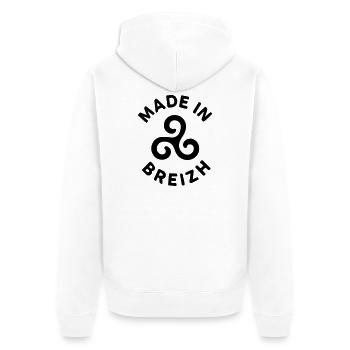 Made in Breizh - Logo avec le triskell breton - Veste à capuche bio Premium Unisexe - blanc - Dos - Thijin (182cm)