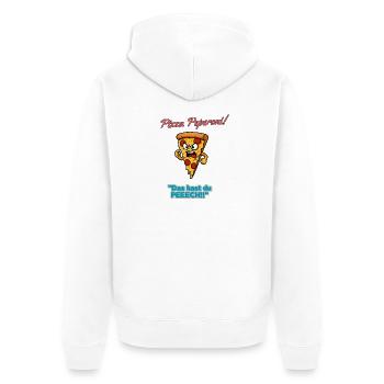 Pizza Pepperoni Angry Slice - Unisex Premium Organic Zip Hoodie - white - Back - Thijin (182cm)