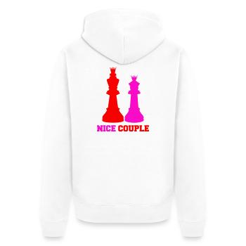 Königliches Paar Schachfiguren - Unisex Premium Bio Zip Hoodie - Weiß - Hinten - Thijin (182cm)