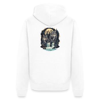 Retro Outdoor Wilderness Bärenbäume - Unisex Premium Bio Zip Hoodie - Weiß - Hinten - Thijin (182cm)