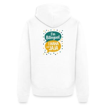 Professeur drôle d’espagnol anglais - Veste à capuche bio Premium Unisexe - blanc - Dos - Thijin (182cm)