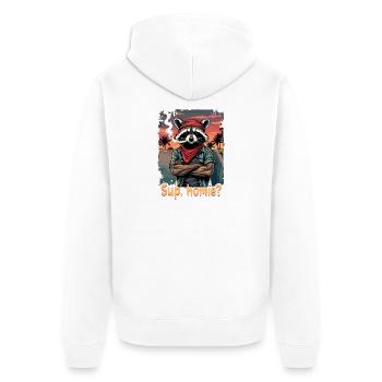 Racoon Sunset Streetstyle - Veste à capuche bio Premium Unisexe - blanc - Dos - Thijin (182cm)