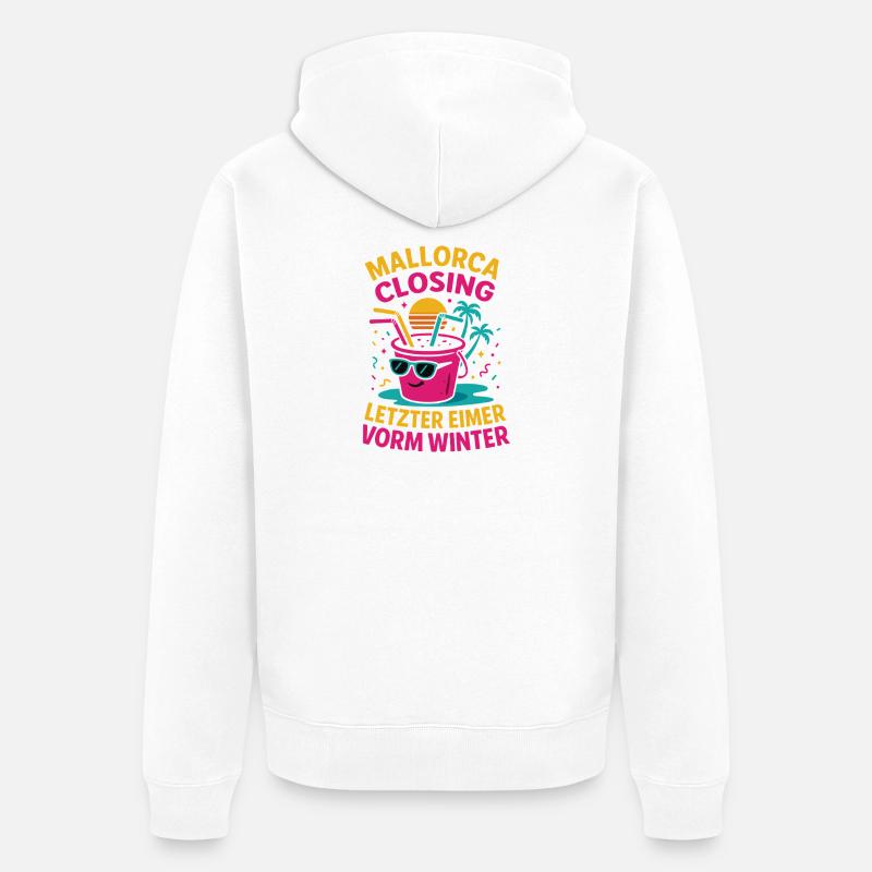 Mallorca Closing Letzter Eimer - Unisex Premium Bio Zip Hoodie - Weiß
