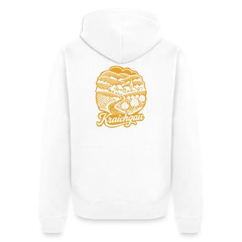 Kraichgau Retro Design mit Schriftzug - Unisex Premium Bio Zip Hoodie - Weiß - Hinten - Thijin (182cm)