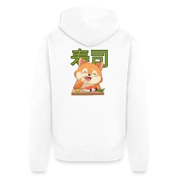 Shiba Sushi Freude Cartoon - Unisex Premium Bio Zip Hoodie - Weiß - Hinten - Thijin (182cm)