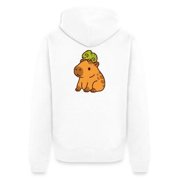 Capybara & Chameleon – Friends for Life 🦎🦫 - Unisex Premium Organic Zip Hoodie - white - Back - Thijin (182cm)