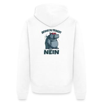 Bevor du Fragst Nein Hippo - Unisex Premium Bio Zip Hoodie - Weiß - Hinten - Thijin (182cm)