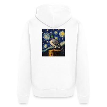 Colombe Oiseau Van Gogh Style Nuit étoilée - Veste à capuche bio Premium Unisexe - blanc - Dos - Thijin (182cm)