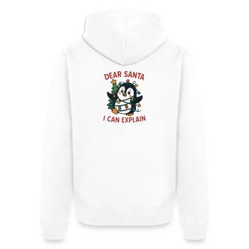 Cute Penguin Christmas Tree Christmas Light Fun - Unisex Premium Organic Zip Hoodie - white - Back - Thijin (182cm)