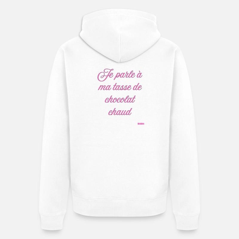 Pink Script Becher mit heißer Schokolade - Unisex Premium Bio Zip Hoodie - Weiß