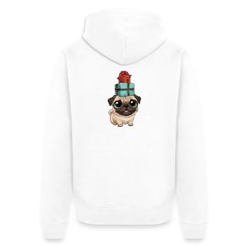 Drôle Carlin Noël Chien Artiste Dessin animé - Veste à capuche bio Premium Unisexe - blanc - Dos - Thijin (182cm)