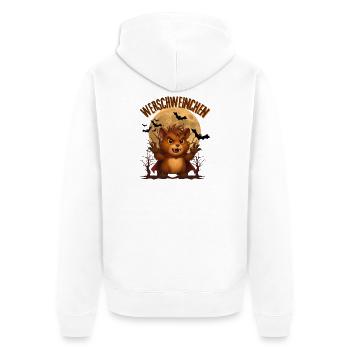 Vampirhamster  Meerschweinchen als Werwolf - Unisex Premium Bio Zip Hoodie - Weiß - Hinten - Thijin (182cm)