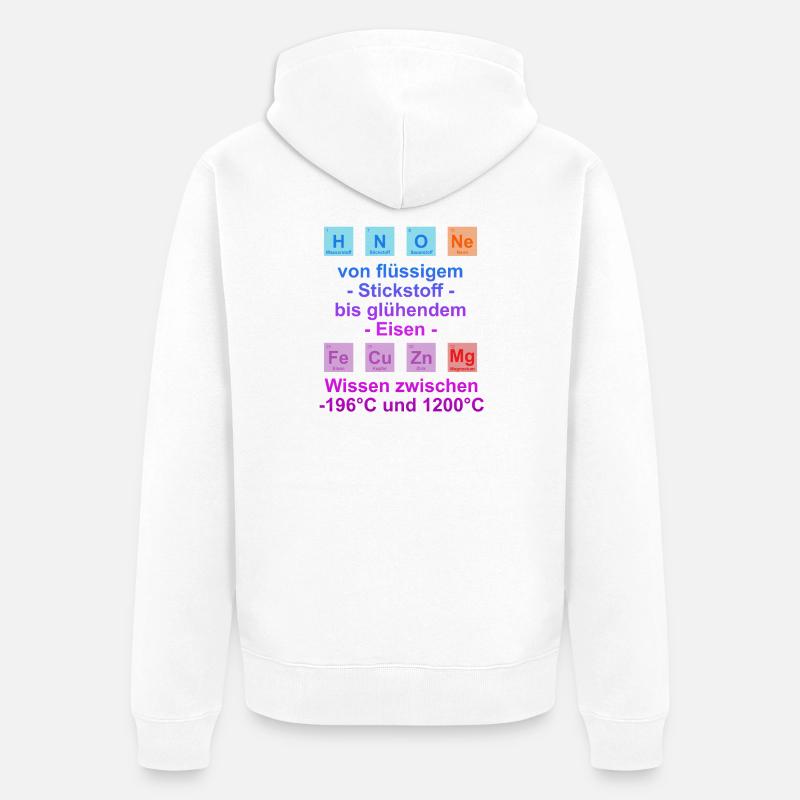 Unispruch "auf Temperatur" Geschenk, Studenten - Unisex Premium Bio Zip Hoodie - Weiß