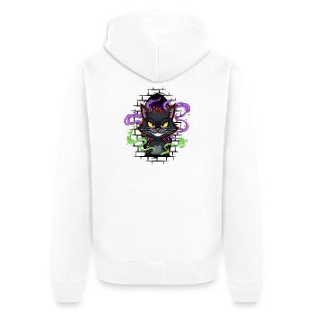 Graffiti Katze Neon - Unisex Premium Bio Zip Hoodie - Weiß - Hinten - Thijin (182cm)