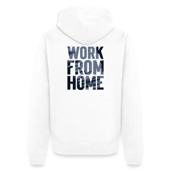 Arbeiten von zu Hause aus Texturiert - Unisex Premium Bio Zip Hoodie - Weiß - Hinten - Thijin (182cm)