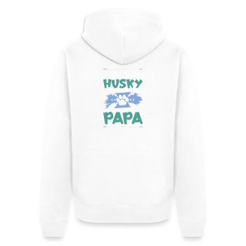 husky hunde papa - Unisex Premium Bio Zip Hoodie - Weiß - Hinten - Thijin (182cm)