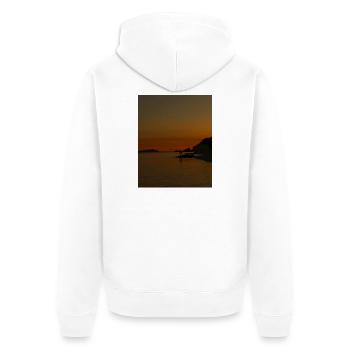 Sonnenuntergang, Silhouetten - Unisex Premium Bio Zip Hoodie - Weiß - Hinten - Thijin (182cm)